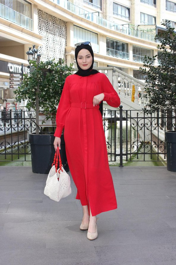 El Örgüsü Makrome Kırmızı Saplı Çanta - 6