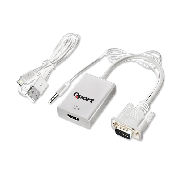 QPORT Q-VH VGA TO HDMI ÇEVİRİCİ + SES KABLOSU - 2