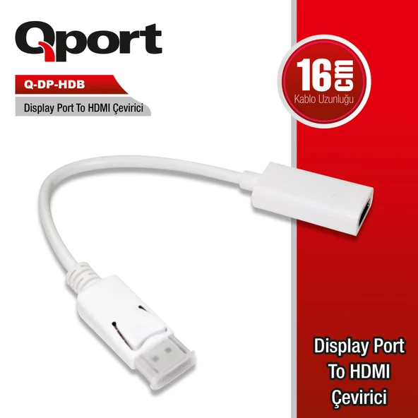 QPORT Q-DP-HDB DISPLAYPORT TO HDMI ÇEVİRİCİ - Resim 2