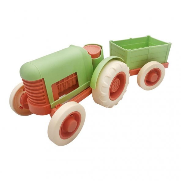 Lets Be Child Römorklu Sürtmeli Plastik Traktör LC-30878 Açık Yeşil-Turuncu