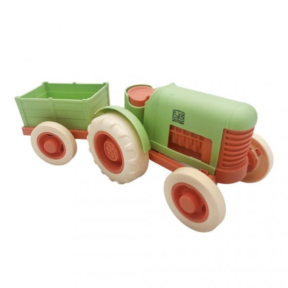 Lets Be Child Römorklu Sürtmeli Plastik Traktör LC-30878 Açık Yeşil-Turuncu - 4