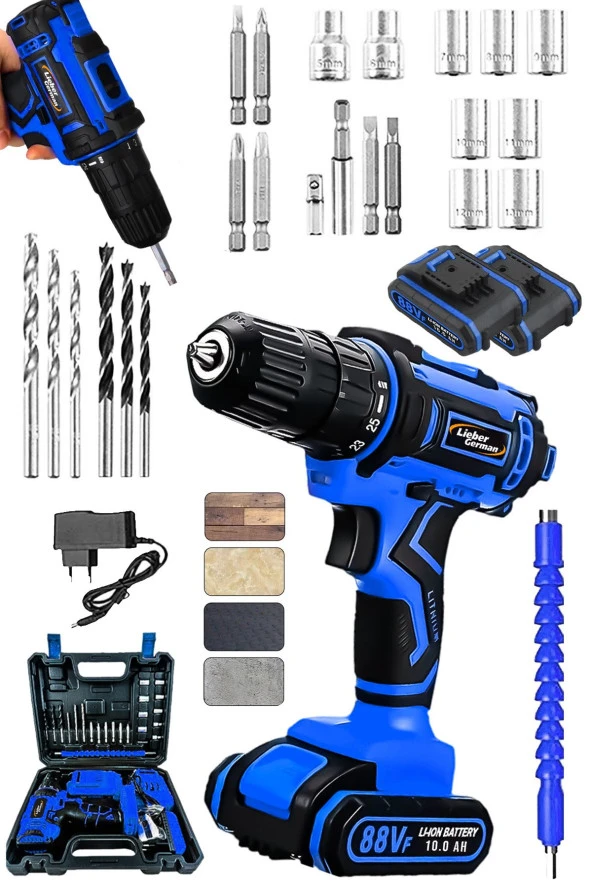 MİCSLENN Seri DARBELİ 14.4 V 2 Ah Çelik Şanzuman Bakır Sargılı Panasonic Çift Akülü Şarjlı Vidalama