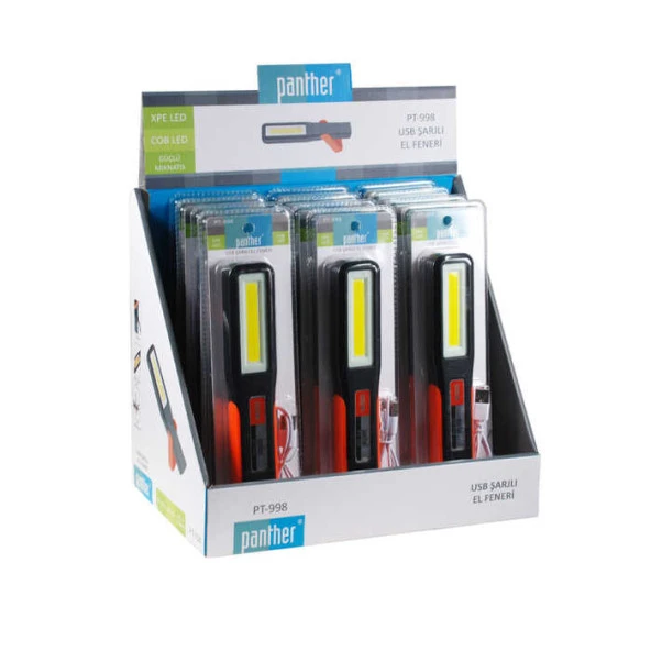 Panther USB Şarjlı XPE COB LED Tamirci El Feneri PT-998 - 3