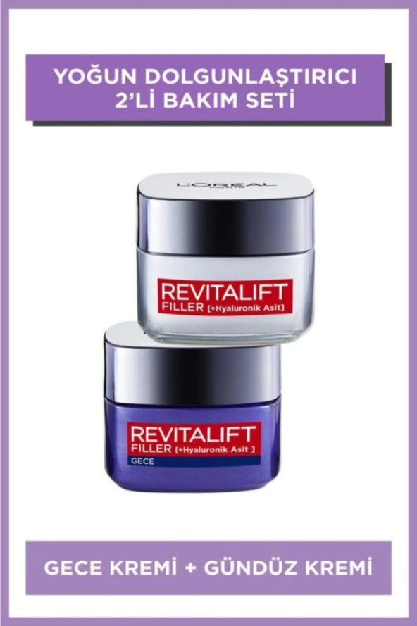 L'Oreal Revitalift Filler Yoğun Dolgunlaştırıcı Yaşlanma Karşıtı Gece Kremi 50ml + Gündüz Kremi 50 Ml