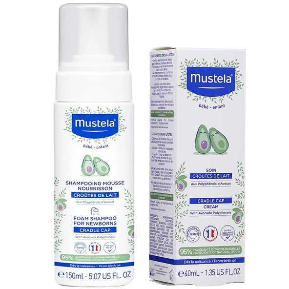 Mustela Konak Önleyici Yenidoğan Köpük Şampuanı 150 ml + Saç Pullanma Karşıtı Krem 40 ml