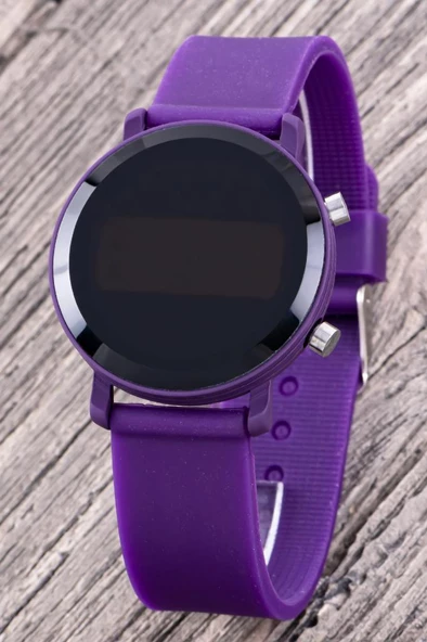 Mor Renk Silikon Kordonlu Şık Tasarım Dijital Led Kadın Genç Kız Kol Saati ST-304314 - Resim 3