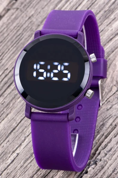 Mor Renk Silikon Kordonlu Şık Tasarım Dijital Led Kadın Genç Kız Kol Saati ST-304314 - Resim 2