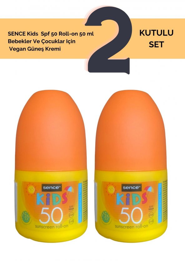 SENCE Kids Spf 50 Roll-on 50 ml 2 Kutulu AVANTAJLI SET | Bebekler ve Çocuklar Için Vegan Güneş Kremi