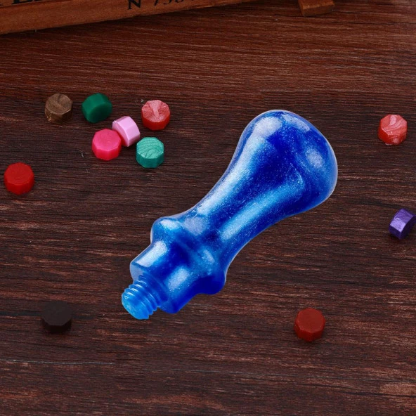 Mum Mühürü Sapı ABS Reçine El Yapımı Sedefli Lacivert M8 Dişli - Resim 3