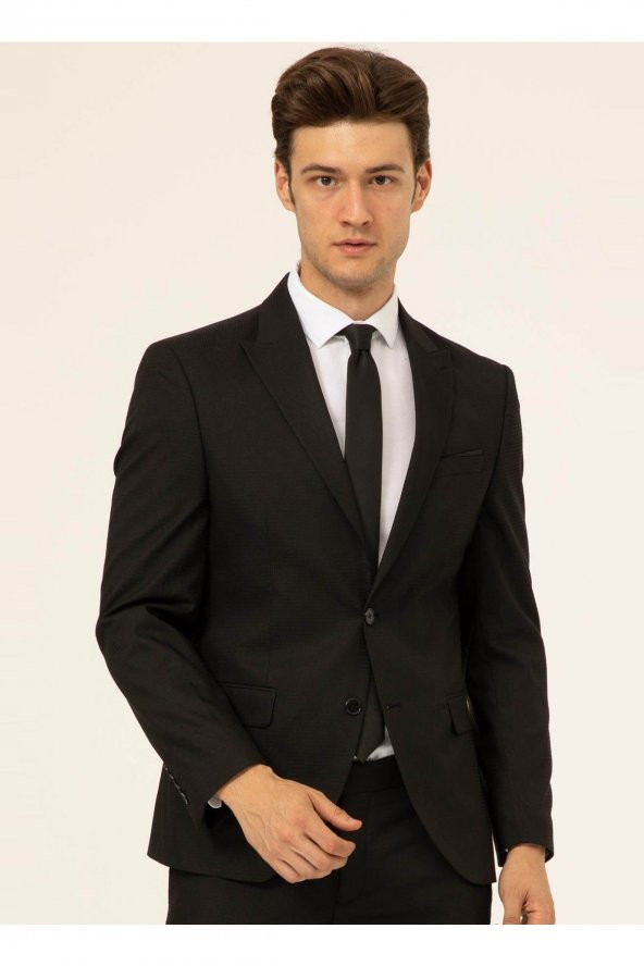 Normal Bel Slim Fit Siyah Erkek Takım Elbise Tk1020000244 - 2