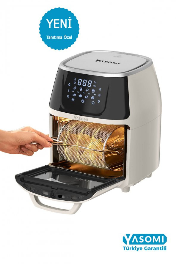 Yasomi Y88 Xxl Bej 1500w 8 Litre Airfryer Oven Fritöz ( Yasomi Türkiye Garantili)