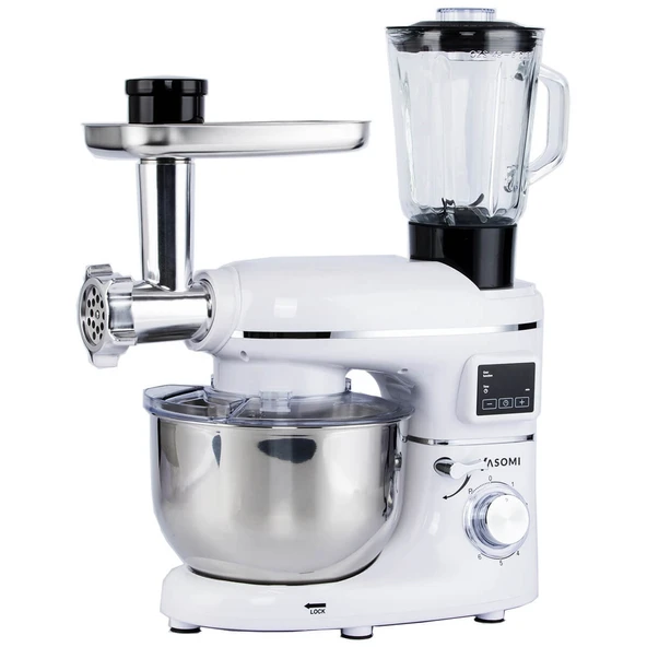Yasomi Sm 1504Bml Beyaz Led Ekranlı Kıyma Çekme Aparatlı Ve Blender Stand Mikser Mutfak Şefi 1500W - Resim 3