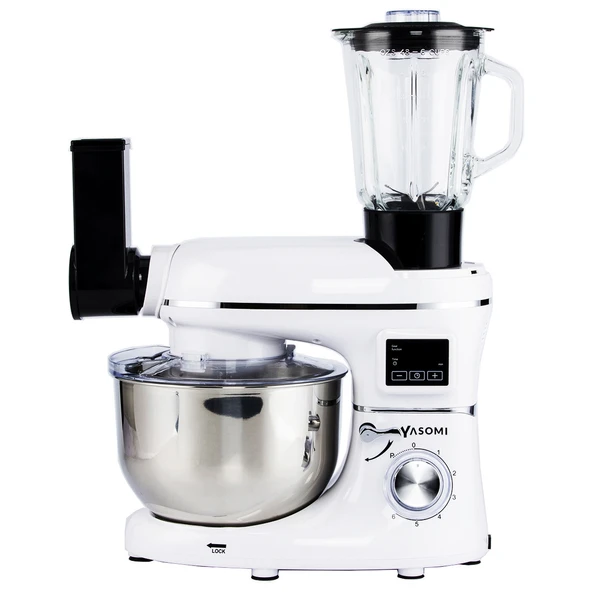 Yasomi Sm 1504Bml Beyaz Led Ekranlı Kıyma Çekme Aparatlı Ve Blender Stand Mikser Mutfak Şefi 1500W - Resim 2