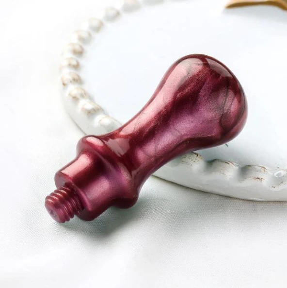 Mum Mühürü Sapı ABS Reçine El Yapımı Sedefli Bordo M8 Dişli - Resim 2