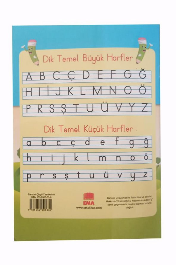 Güzel Yazı Defteri Orta Boy 16,5x24 cm 24 Yaprak 1 Adet Standart Çizgili Yazı Defteri Dik Temel Harflerle 1. Sınıf - 4