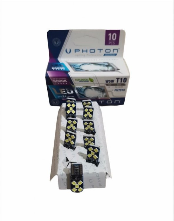 Photon T10 W5W 12V Dipsiz 10 Led Beyaz Işık 10Lu Paket - 1