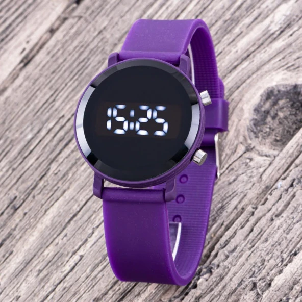 Pinkoli Unisex Mor Renk Silikon Kordon Led Watch Dijital Genç Kız Kadın Çocuk Saati