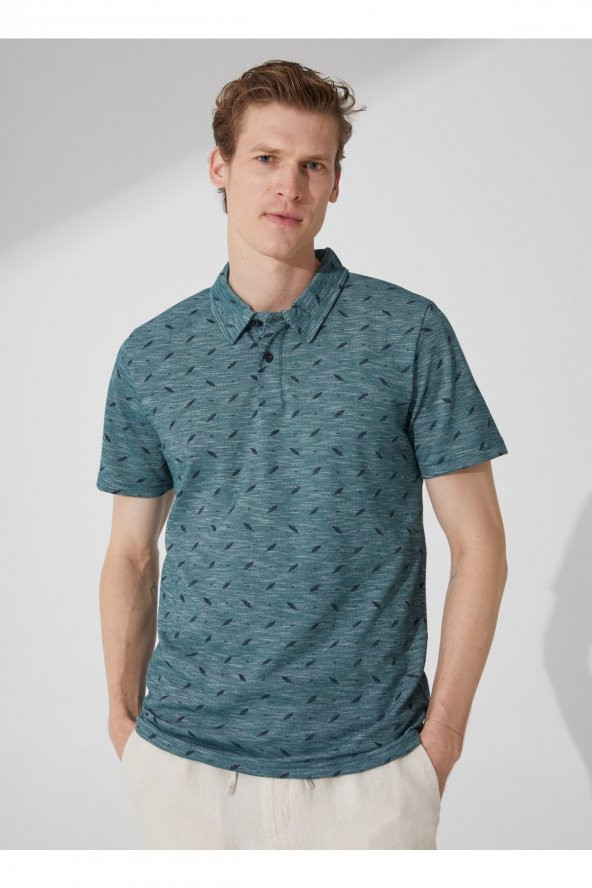 Baskılı Yeşil Erkek Polo T-shirt Ts1014000274 ürün görseli