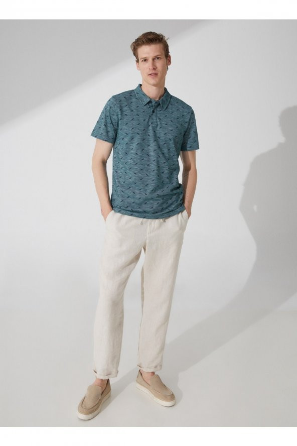 Baskılı Yeşil Erkek Polo T-shirt Ts1014000274 - Resim 3