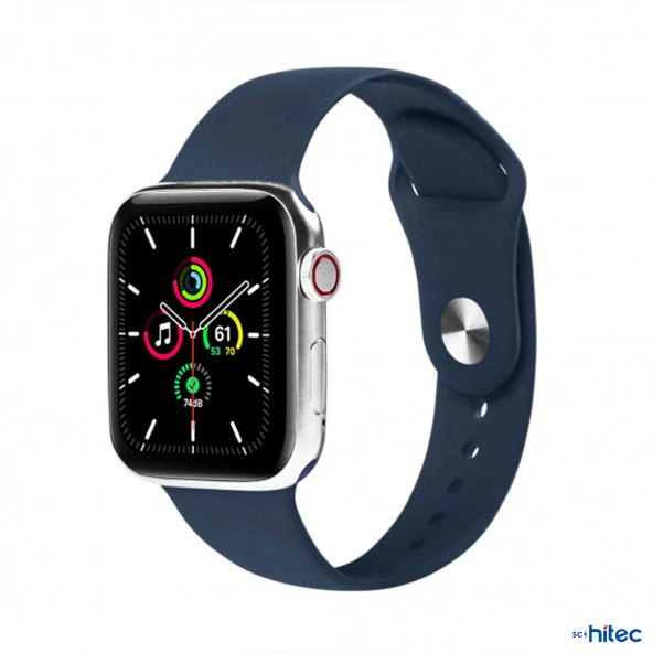 ScHitec 42-49mm Yeni Nesil Apple Uyumlu Akıllı Saat Kordonu Silikon Lacivert - 2