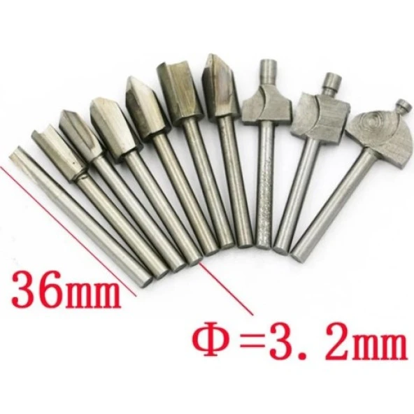 Titi Gravür Ahşap Freze Uç Seti 10lu Dremel Uyumlu - 3