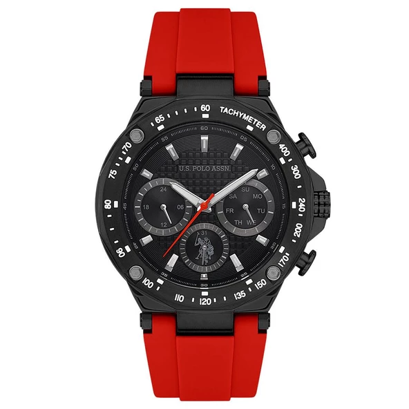 U.S. POLO ASSN. USPA1076-08 KIRMIZI SİLİKON KORDON ERKEK KOL SAATİ