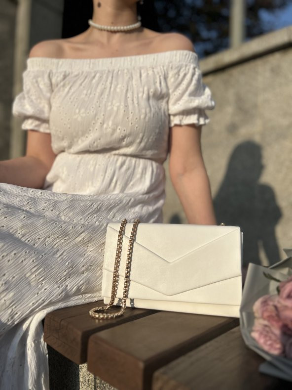 ŞANLI Online Kadın Zincir Askılı Çanta Beyaz - 2