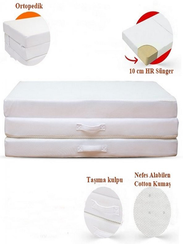 70x180 AVOCADO Filarmoni Cotton Ortopedik Katlanır Sünger Yatak 10 cm  Filarmoni70x180 - Resim 2