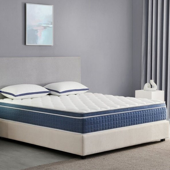 Pooly Safir Ortopedik Yatak Kuş Tüyü Pedli Ortopedik Ultra Yaylı Yatak Tek Kişilik Çift Kişilik Safir-100x200