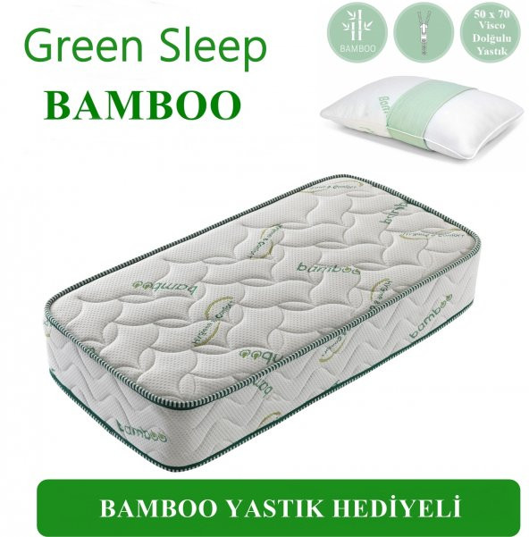 Heyner Green Sleep Bamboo Lüx Ortopedik Yaylı Yatak (YASTIK HEDİYELİ) HBY80X180 - 1