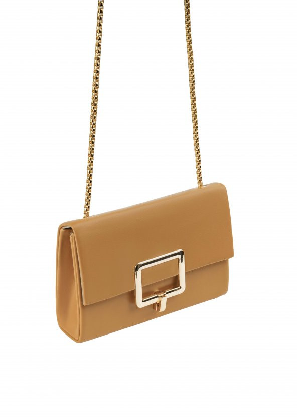 ŞANLI Online Kadın Tokalı Zincir Askılı Çanta Taba - 2