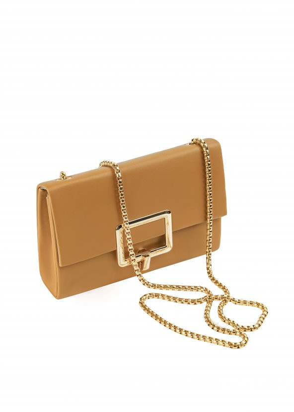 ŞANLI Online Kadın Tokalı Zincir Askılı Çanta Taba - 3