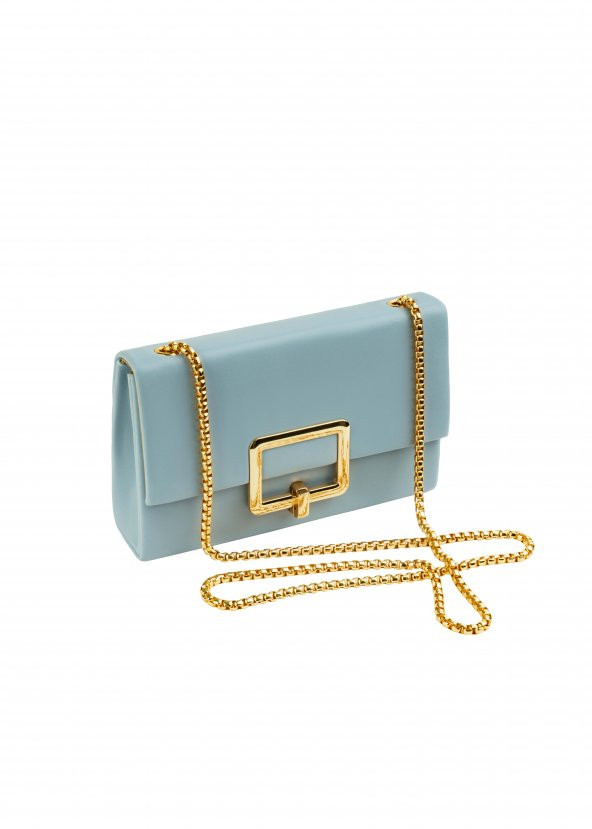 ŞANLI Online Kadın Tokalı Zincir Askılı Çanta Bebe Mavisi - 3