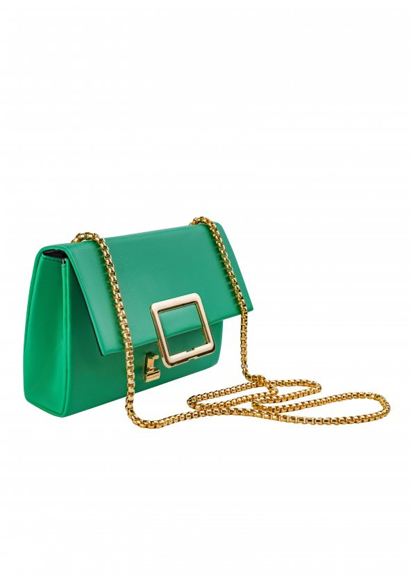 ŞANLI Online Kadın Tokalı Zincir Askılı Çanta Yeşil - 3