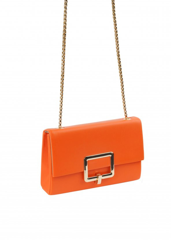 ŞANLI Online Kadın Tokalı Zincir Askılı Çanta Turuncu - 2