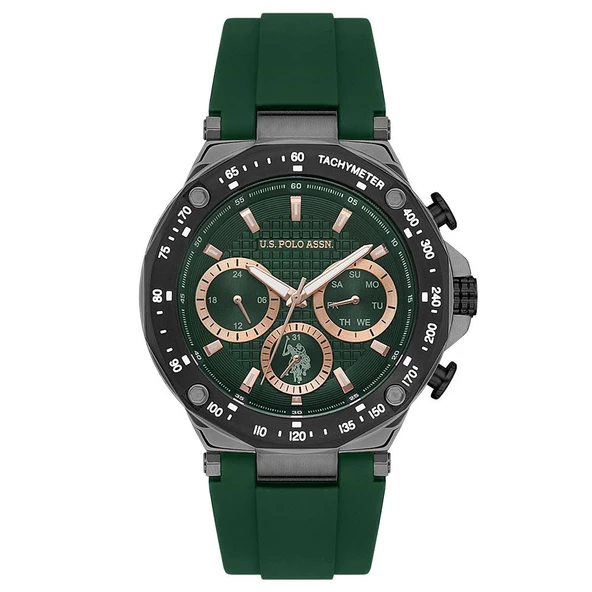 U.S. POLO ASSN. USPA1076-02 YEŞİL SİLİKON KORDON ERKEK KOL SAATİ
