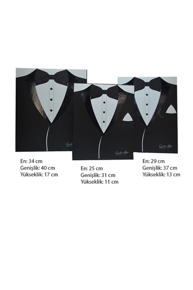gd goldoremi 102 Papyonlu 3'lü Siyah Damat Kutusu - 4