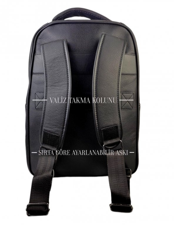 Deri Laptop Sırt Çantası Suya Dayanıklı Siyah 15.6 İnç 8683255012275 - 4