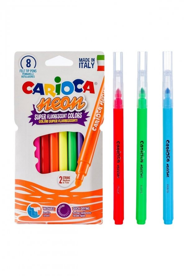 Carioca Fosforlu Yıkanabilir Keçeli Kalem 8 Li