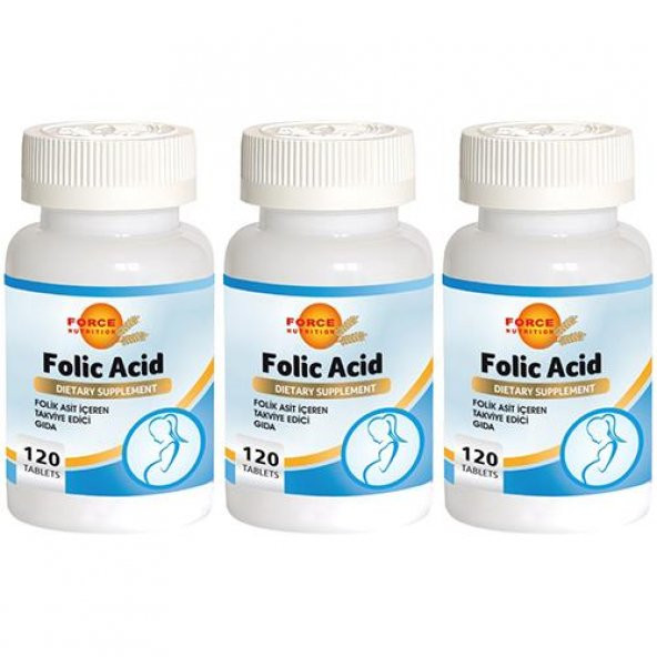 Force Nutrition Folik Asit 400 Mcg 3x120 Tablet Folic Acid