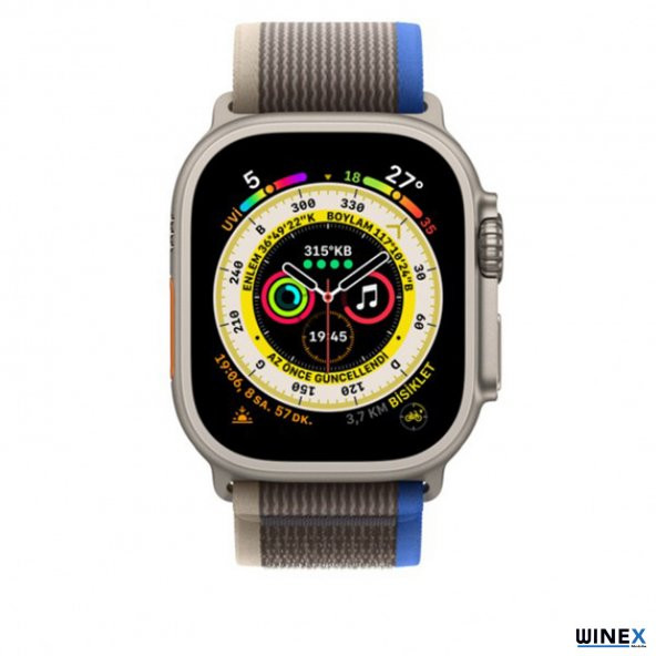 Winex 42-44mm Yeni Nesil Apple Uyumlu Akıllı Saat Kordonu Hasır Gri Mavi - 2