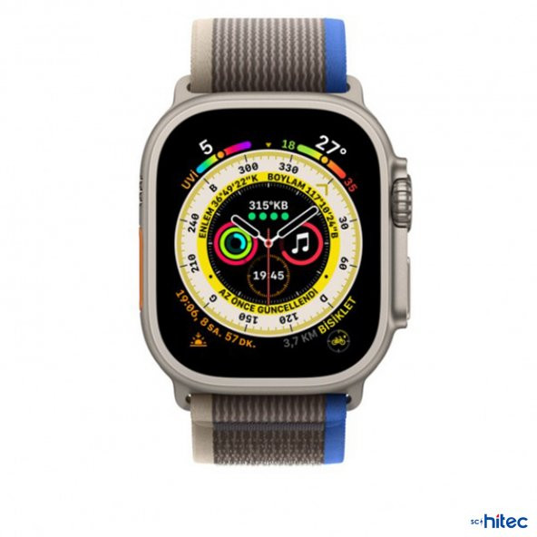 ScHitec 42-44mm Yeni Nesil Apple Uyumlu Akıllı Saat Kordonu Hasır Gri Mavi - 2
