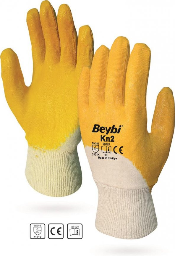 Beybi KN2 No10 Sarı Nitril Pamuk Eldiven