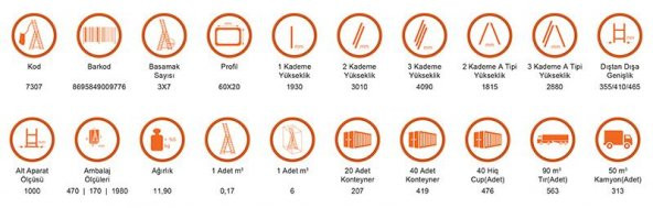 Saraylı 3X7 A Tipi Sürgülü Merdiven 5,79 Metre - 2