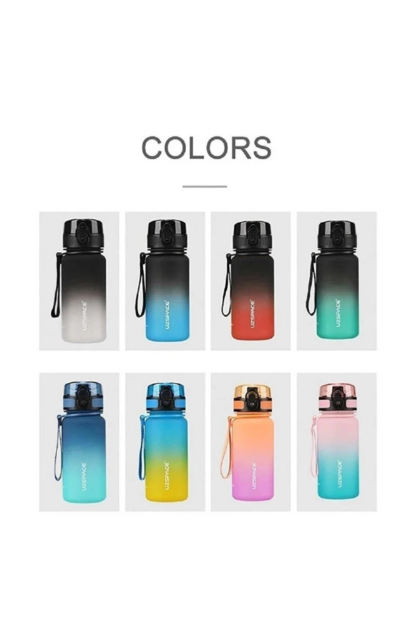 Uzspace Tritan Matara 350 ML Tritan Motivasyon Suluk (Karışık Renk 1 Adet)
