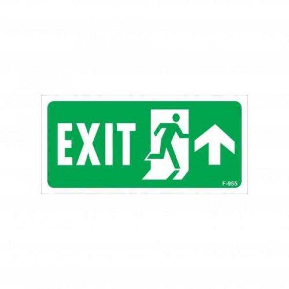 Exit Yukarı Sağ Ok İşaretli Uyarı Levhası 17,5x25 KOD955