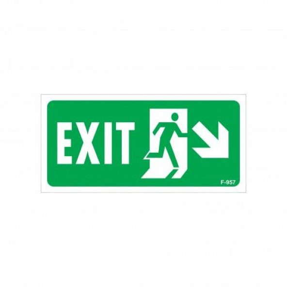 Exit Sağ Aşağı Uyarı Levhası 17,5x25 KOD957