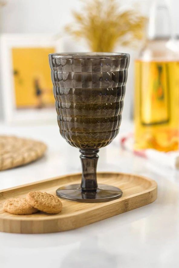 Akrilik Füme 6lı Kadeh & Su Meşrubat Kahve Yanı Bardağı 450 ml ( Cam Değildir )
