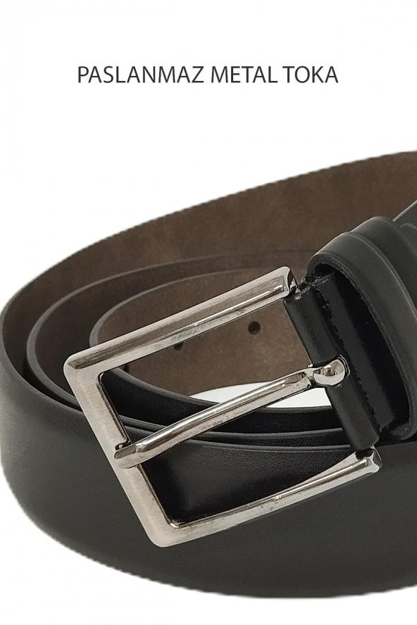 Orijinal Erkek Metal Tokalı Deri Şık Klasik Model Kot Kumaş Takım Elbise Uyumlu Erkek Kemer - 6