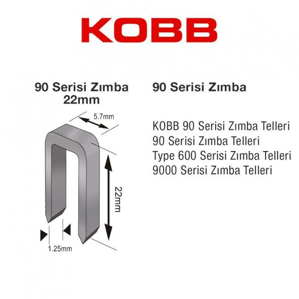Kobb KBZ9022 22 mm 2500 Adet U Zımba Teli - 2